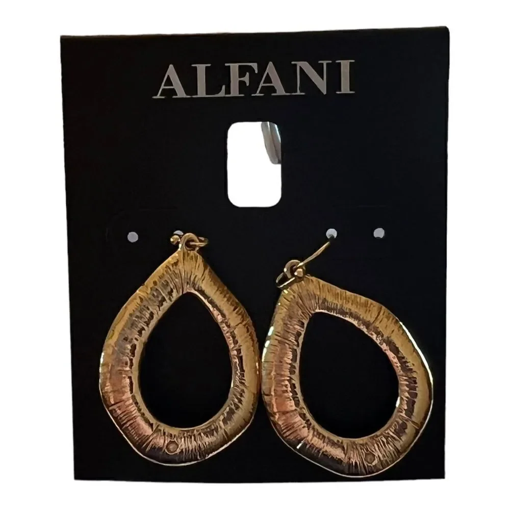 Alfani Gold Tone Sculptural Open Drop Gold Earrings New